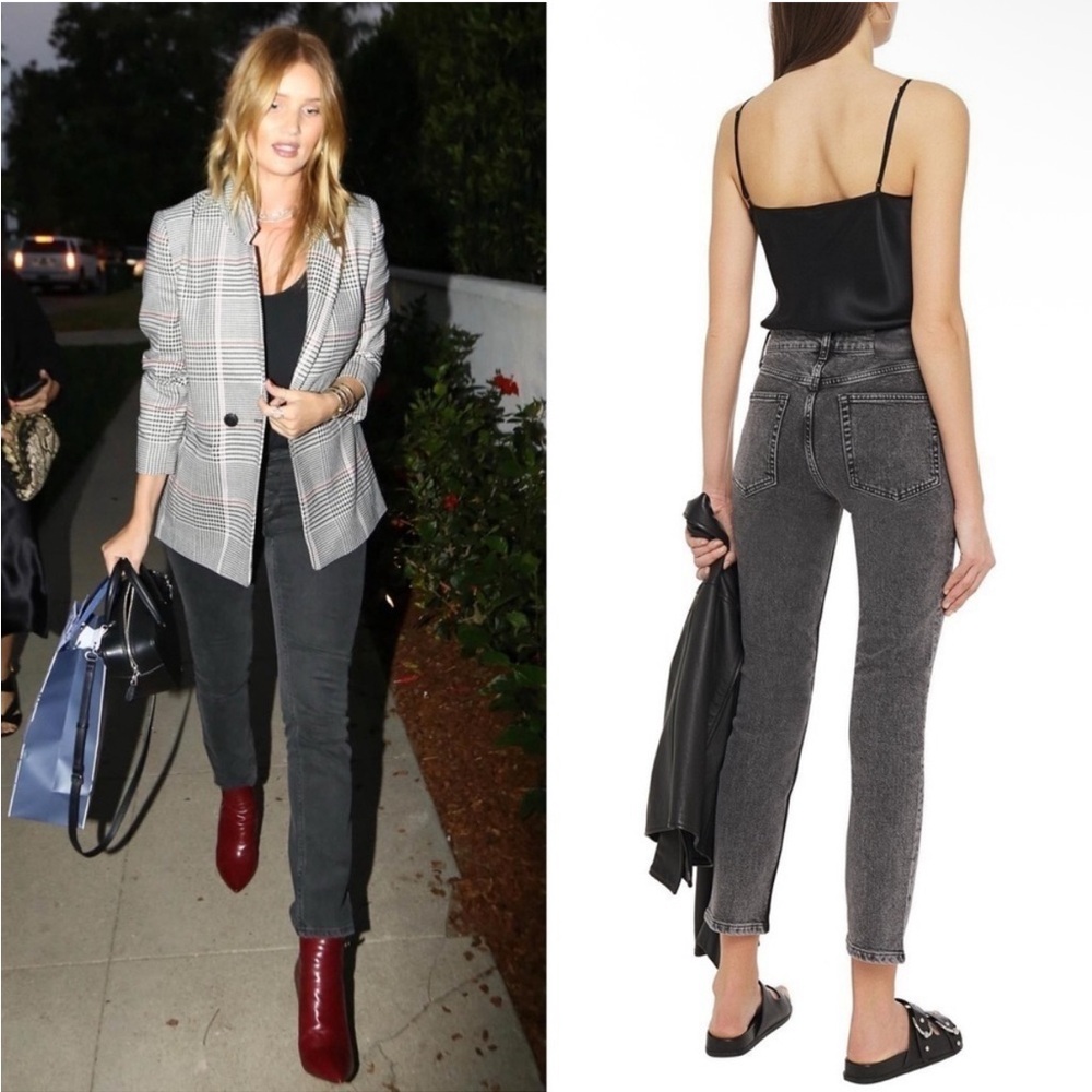 NWT ANINE BING 90s High Waist Button Fly Slim Straight Leg Ankle Crop Jeans 25